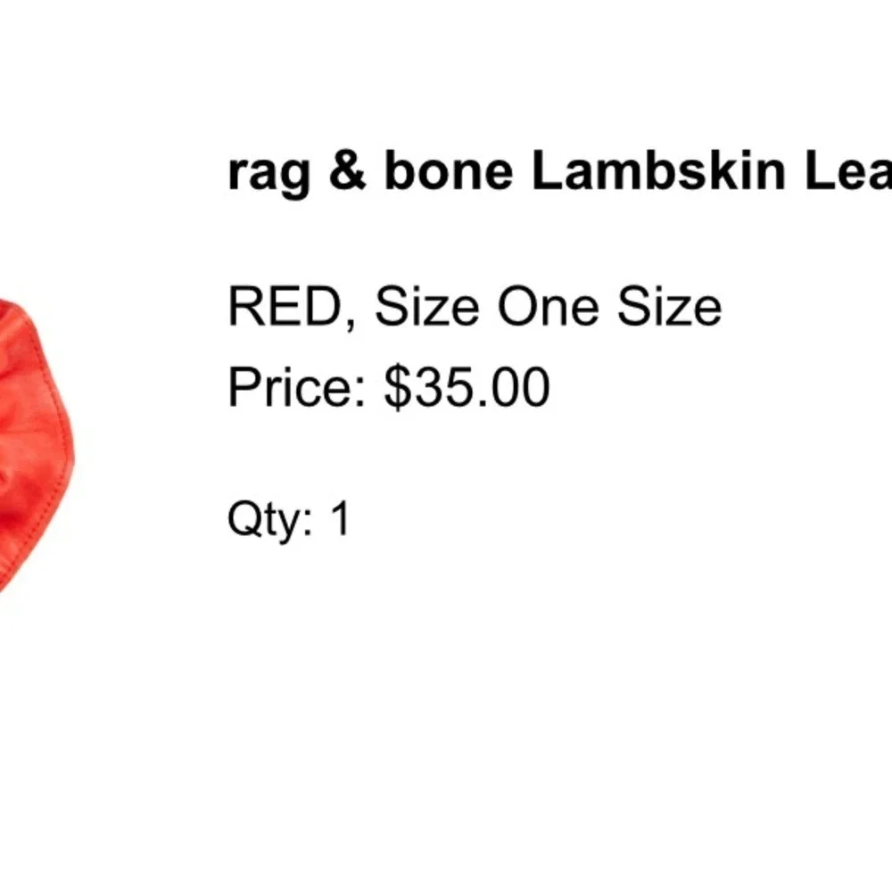 Rag & Bone Lambskin Leather Scrunchie Red Womens OS Pebbled Accessory